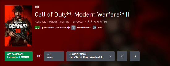 配多多 空欢喜一场：Xbox商店可免费领《COD》 但无法游玩